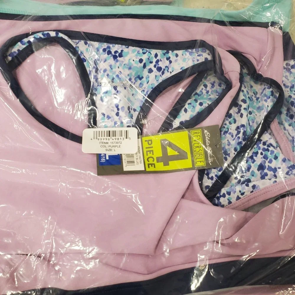 Girls Eddie Bauer Reversible Bathing Suit 4 piece Swim Suit - Picture 9 of 10